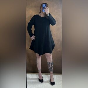 Asymmetrical Black Long-Sleeve Women’s Dress